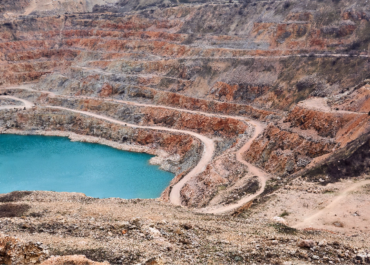 Mine pit with water